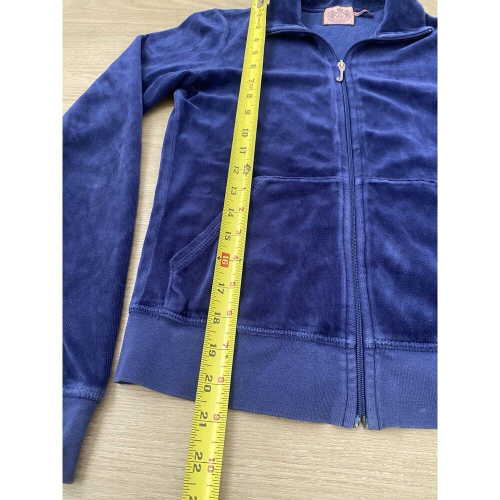 Vintage Y2K Juicy Couture Blue Velour Full Zip High Neck Track Jacket S USA - Picture 7 of 8